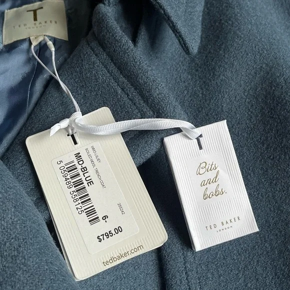 Ted Baker London Liiliey Boiled Wool Trench Coat TB Sz 6/XXL, NEW - Picture 11 of 17